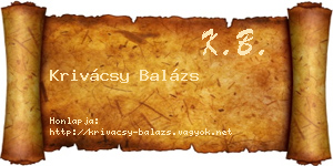 Krivácsy Balázs névjegykártya